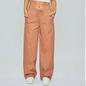 YMI Kozy Fit Twill Stretch Khaki Light Brown Wide Leg Pants Size Small